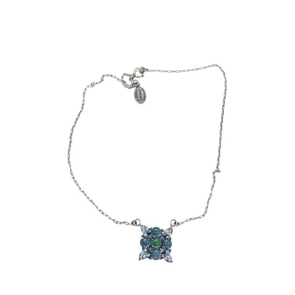 Catherine Popesco France Sterling Silver Necklace With Green & Blue Gemstone Pen - Picture 4 of 7